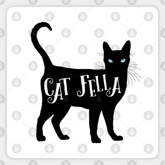 Cat Fella in Black Cat Silhouette Blue Eyes Magnet by CarleahUnique